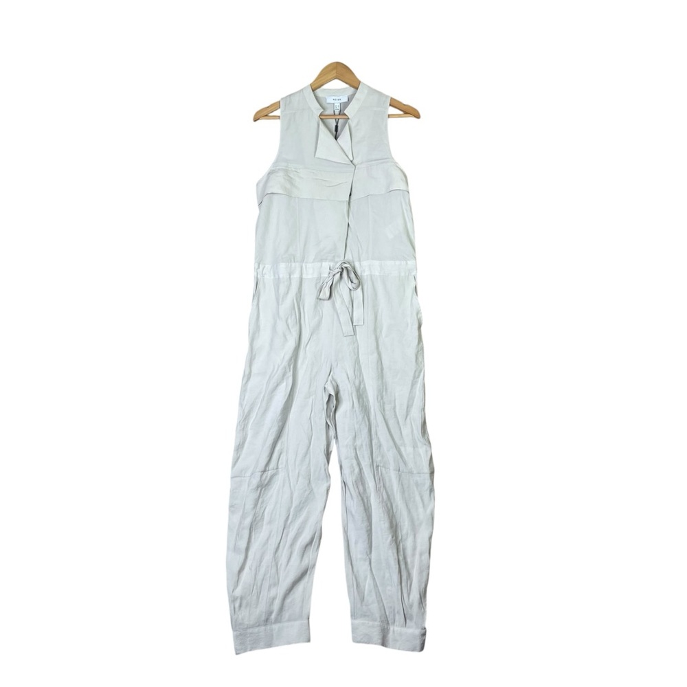 Reiss Women Skylar Belted Utility Jumpsuit  Stone Sleeveless Drawstring Sz 6 NEW - Picture 3 of 16